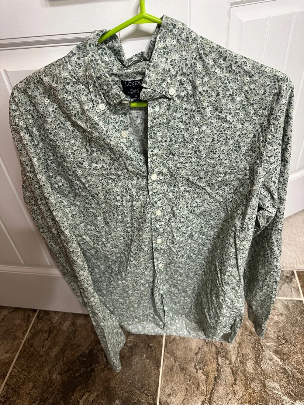 J. Crew Men’s Green Micro Floral Button-Down Shirt